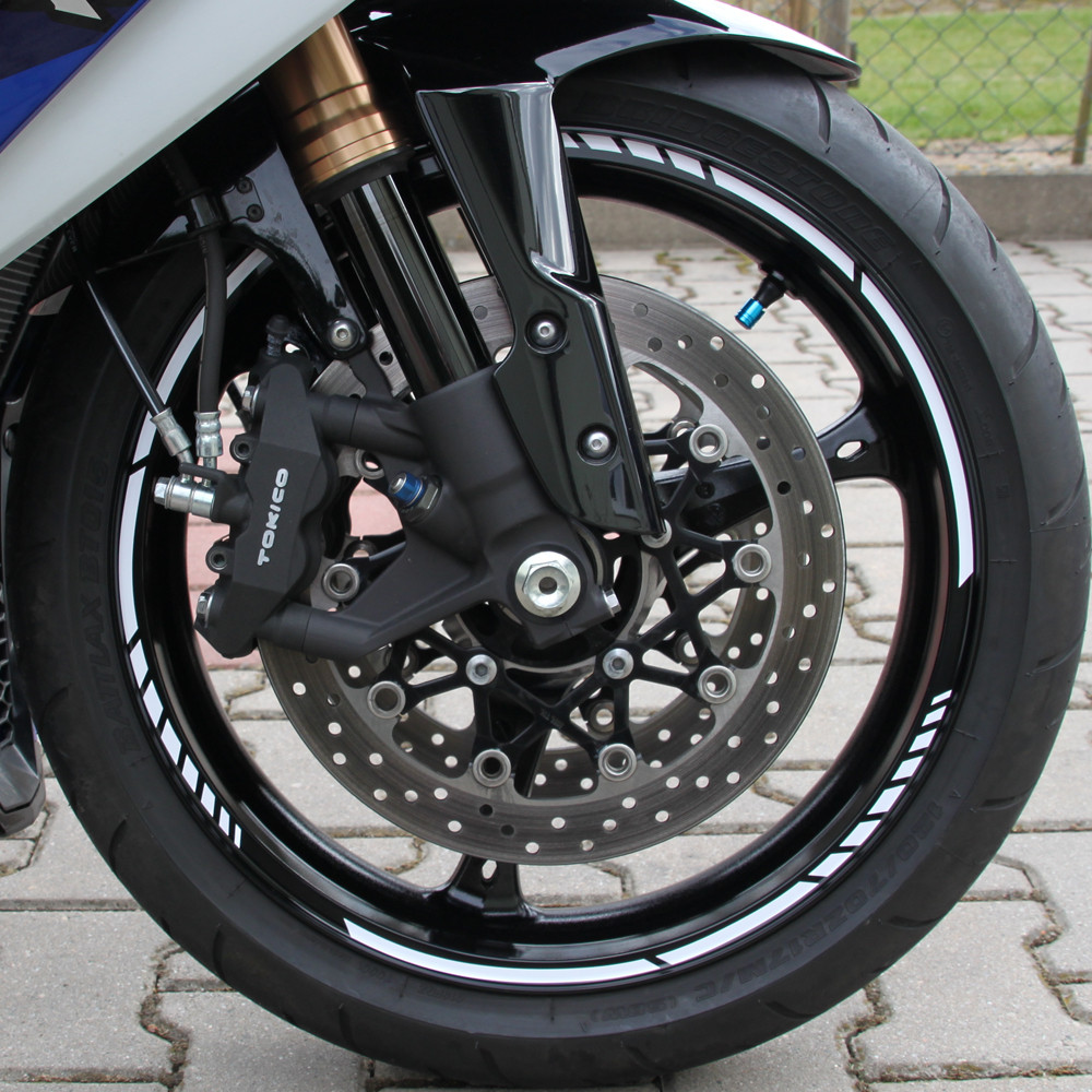 Felgenrandaufkleber 12mm reflektierend Motorrad mit Wunschtext